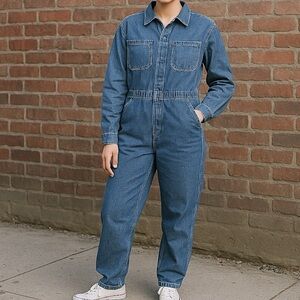 HM Denim Jumpsuit Womens 10 Blue One Piece Flight Boiler Suit Utility Overalls
